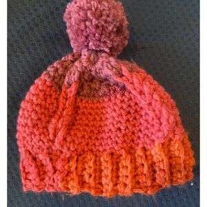 Winter Hat Handmade Crochet Jacobs Ladder Pnk, Orng, Prpl Fits Head 18-21'
